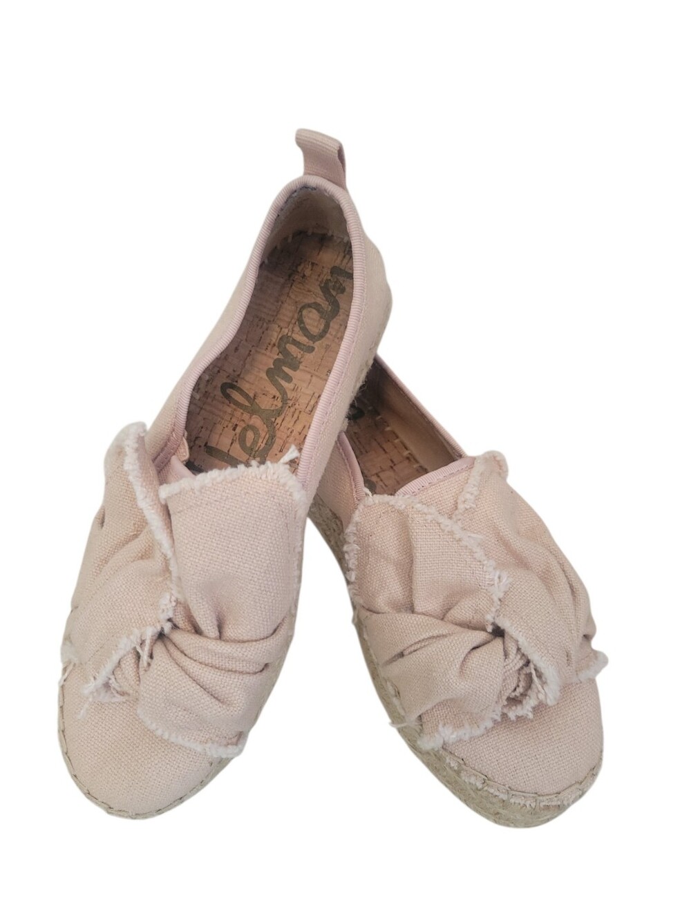 Sam Edelman Cabrera Bow Platform Espadrilles Blush Pink Canvas Shoes 7.5 - Picture 2 of 10